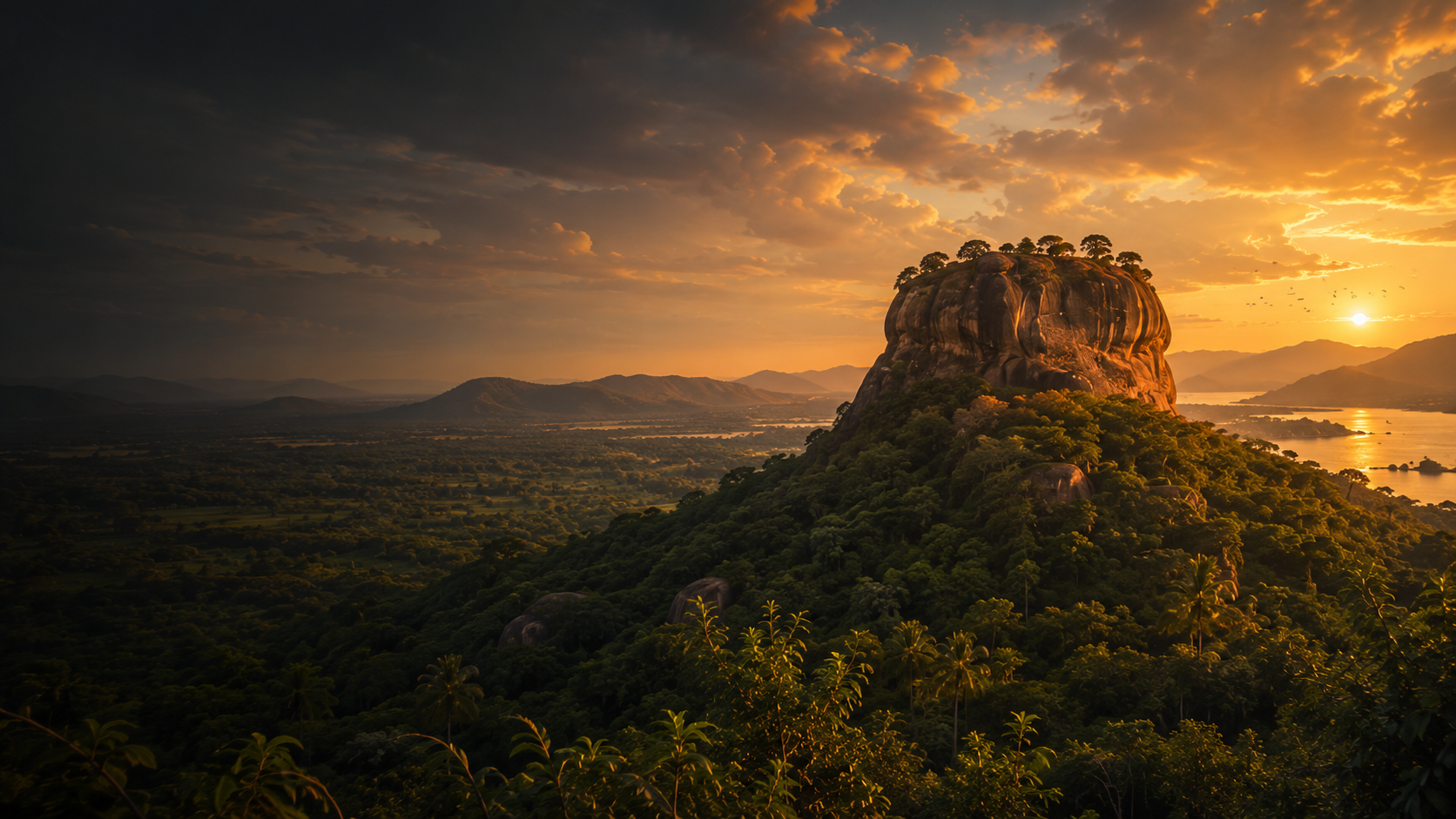 Sigiriya rock fortress rising above the jungle